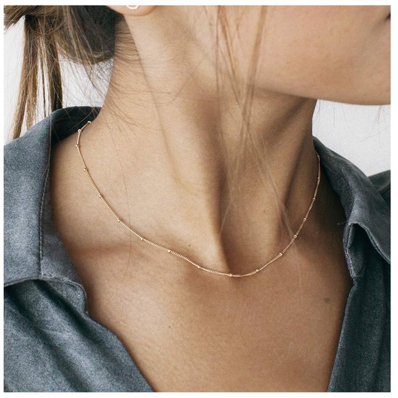 Dainty Gold Beaded Satellite Necklace - Picture 2 of 3